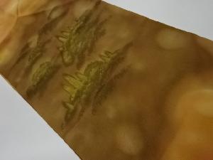 リサイクル　作家物　手描き山並み模様名古屋帯